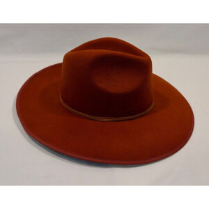 Hadley Wren Women's Faye Wool Panama Hat Rust NWT 13”Wide NEW Fall Fashion
